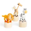 Bigjigs Toys Animal Push Ups - Lion, Zebra, Giraffe (Pk 3)