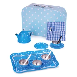 Bigjigs Toys Blue Polka Dot Tin Tea Set