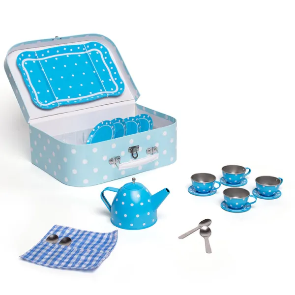 Bigjigs Toys Blue Polka Dot Tin Tea Set