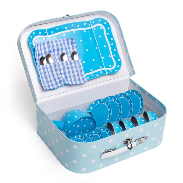 Bigjigs Toys Blue Polka Dot Tin Tea Set