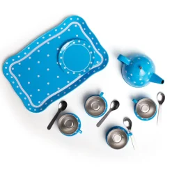 Bigjigs Toys Blue Polka Dot Tin Tea Set