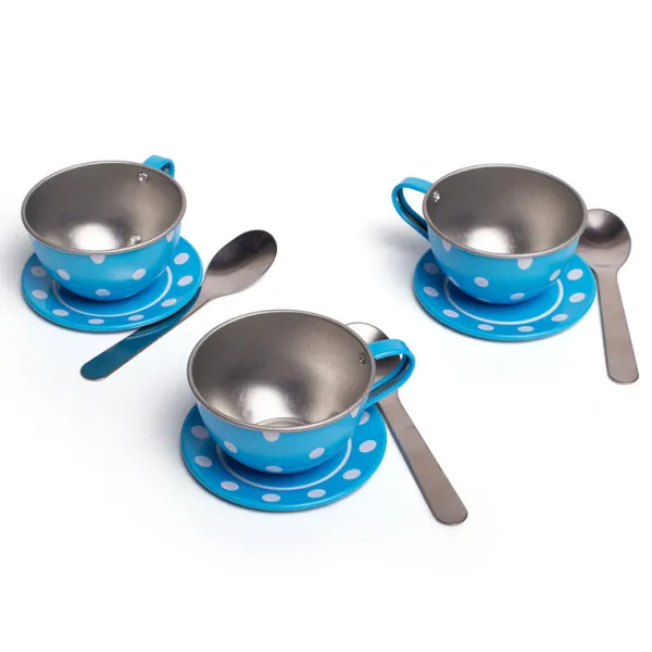 Bigjigs Toys Blue Polka Dot Tin Tea Set