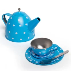 Bigjigs Toys Blue Polka Dot Tin Tea Set