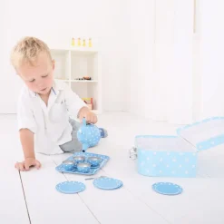 Bigjigs Toys Blue Polka Dot Tin Tea Set