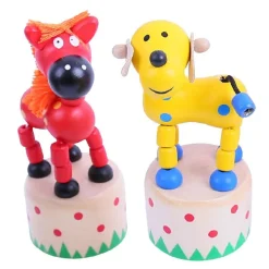 Bigjigs Toys Farm Animal Pushup (Pack of 2 - Horse and Dog)