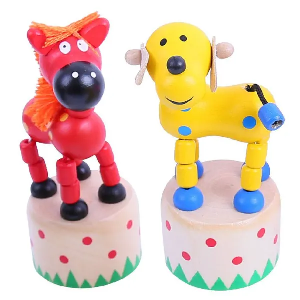 Bigjigs Toys Farm Animal Pushup (Pack of 2 - Horse and Dog)