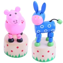 Bigjigs Toys Farm Animal Pushup (Pack of 2 - Pig and Donkey)