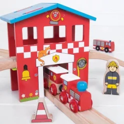 Bigjigs Rail Fire Station Train Set