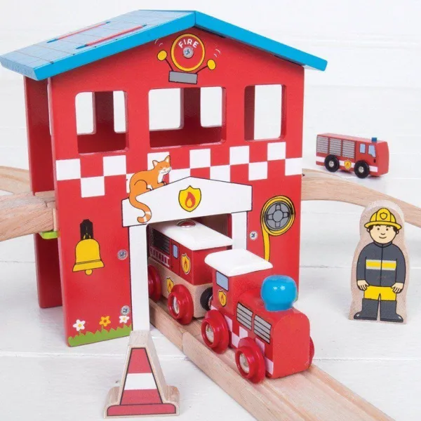 Bigjigs Rail Fire Station Train Set