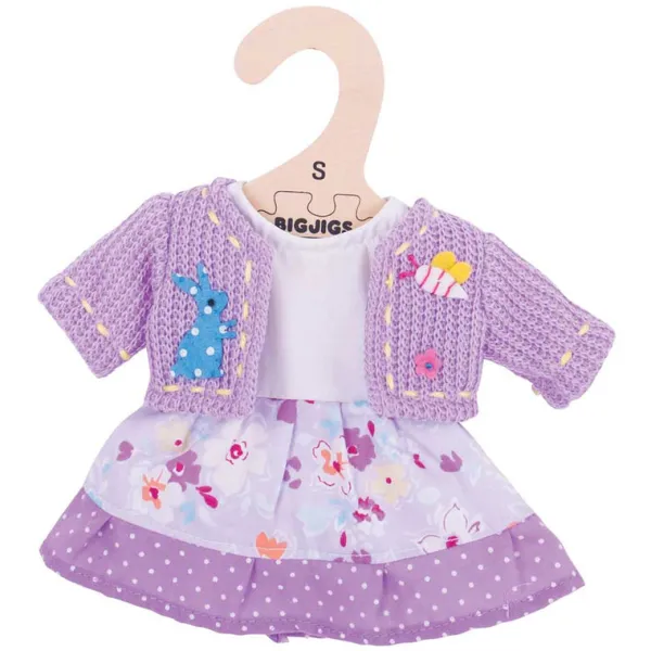 Bigjigs Toys Lilac Dress and Cardigan (for Size Small Doll)