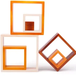 Bigjigs Toys Natural Wooden stacking squares