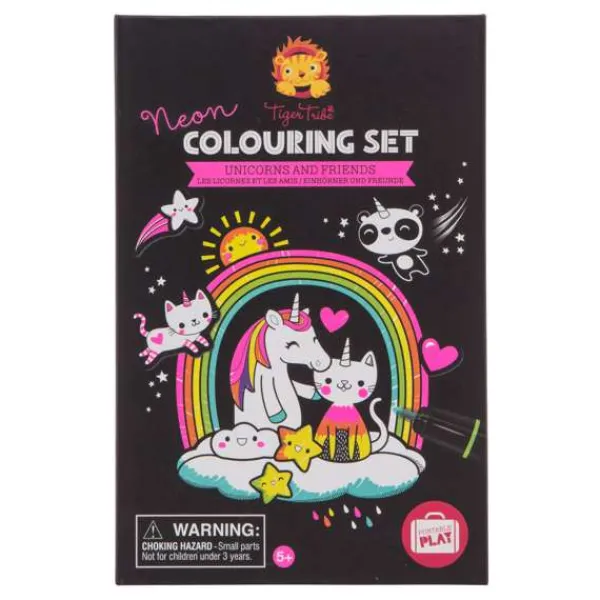 Tiger Tribe Neon Colouring Set - Unicorns and Friends