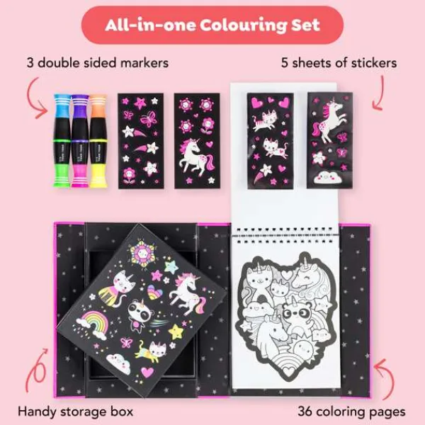Tiger Tribe Neon Colouring Set - Unicorns and Friends