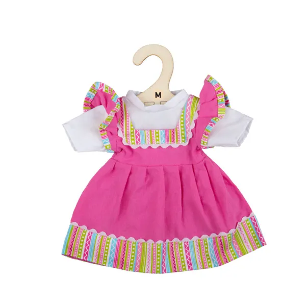 Bigjigs Toys Pink dress with striped trim (for Size Medium Doll)