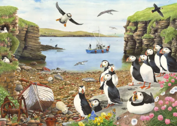 House of Puzzles Puffin Parade - BIG 500 Piece Jigsaw Puzzle