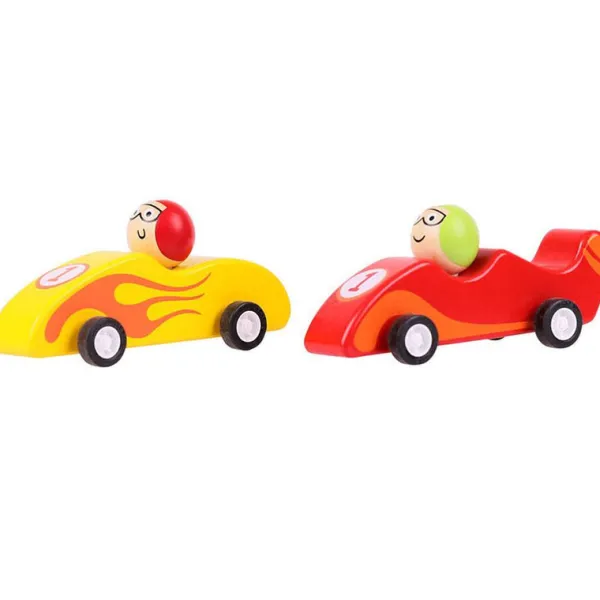 Bigjigs Toys Pull Back Racing Car (Pack of 2 - Red and Yellow)