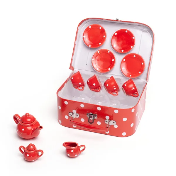 Bigjigs Toys Red Polka Dot Porcelain Tea Set