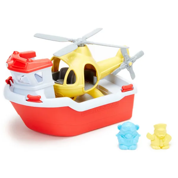 Green Toys Rescue Boat with Helicopter