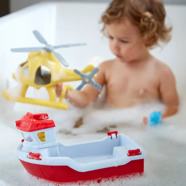 Green Toys Rescue Boat with Helicopter