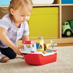 Green Toys Rescue Boat with Helicopter