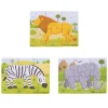 Bigjigs Toys Safari (6 Piece Puzzles) - 3 Puzzles