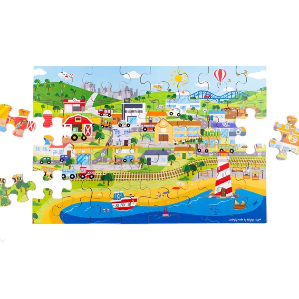 Bigjigs Toys Transport Town Floor Puzzle - DAMAGED BOX