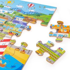 Bigjigs Toys Transport Town Floor Puzzle - DAMAGED BOX