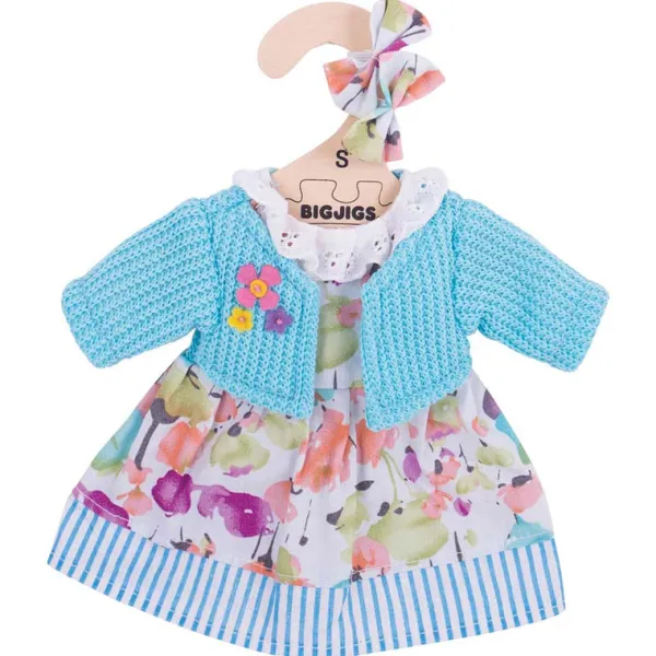 Bigjigs Toys Turquoise Cardigan and Dress (for Size Small Doll)