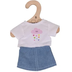 Bigjigs Toys White T-Shirt and Denim Skirt (for Size Small Doll)