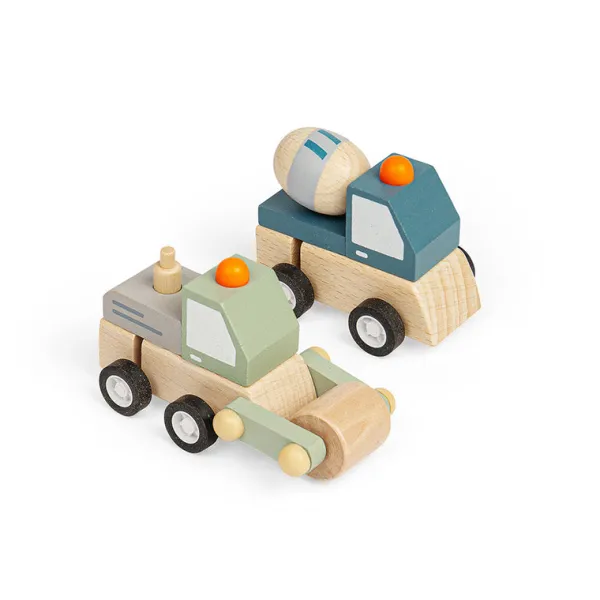 Bigjigs Toys Wind Up Trucks - Mixer, Roller